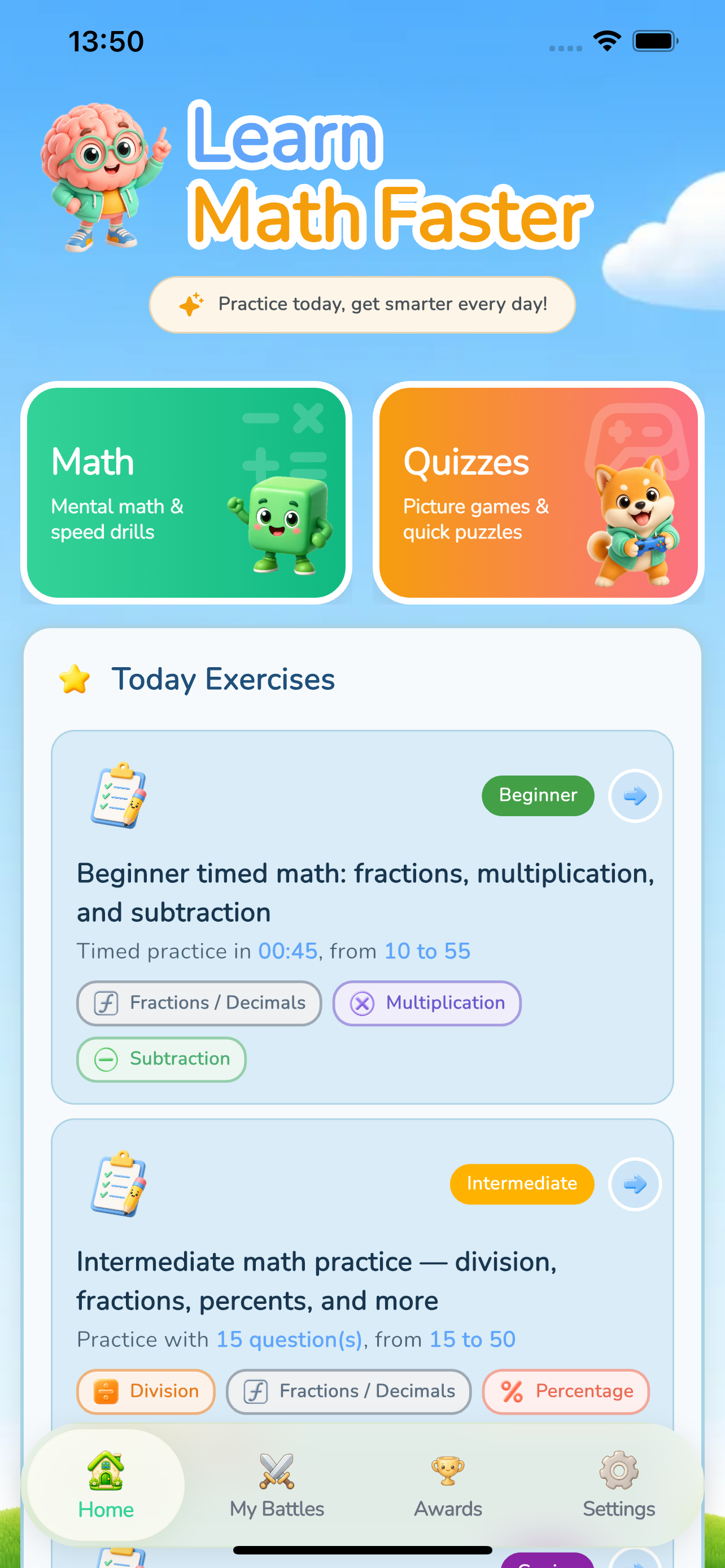 Learn Math app screenshot